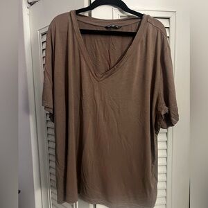 SHEIN Brown Plunge Dolman Sleeve T-Shirt
